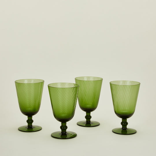 Optic Goblet, Set of 4 - Olive