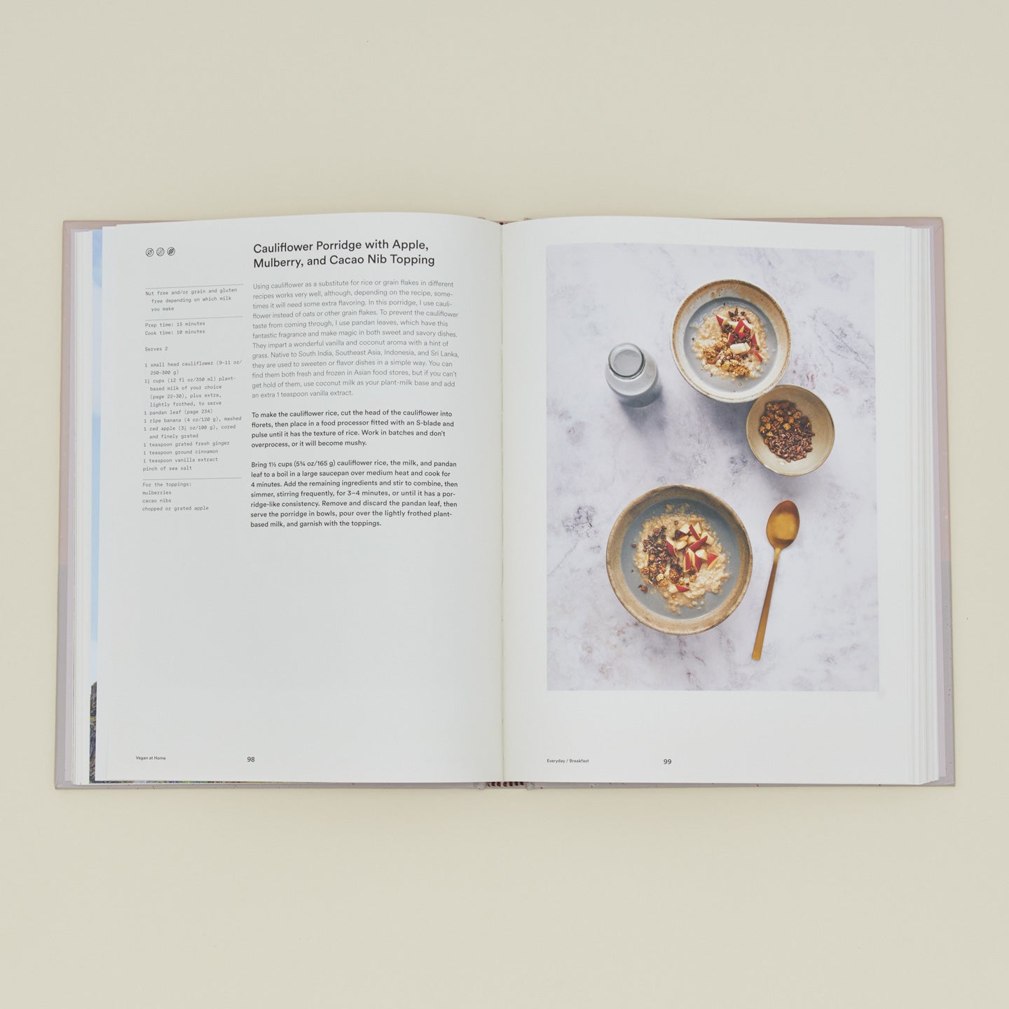 Vegan at Home Cookbook open