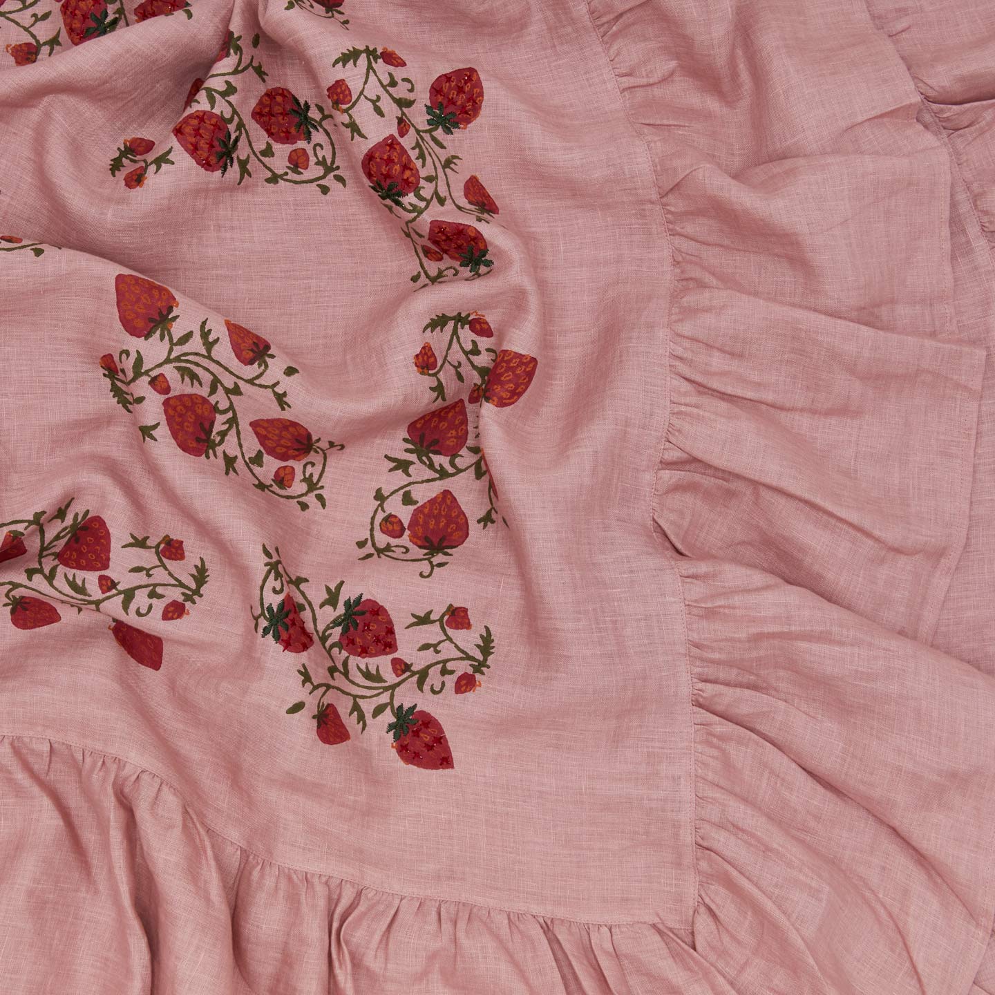 Close up view of Fraises De Bois Tablecloth