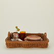 Hadley tray in natural with dinnerware and florals