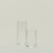 Two clear Simple Glasses in various sizes.