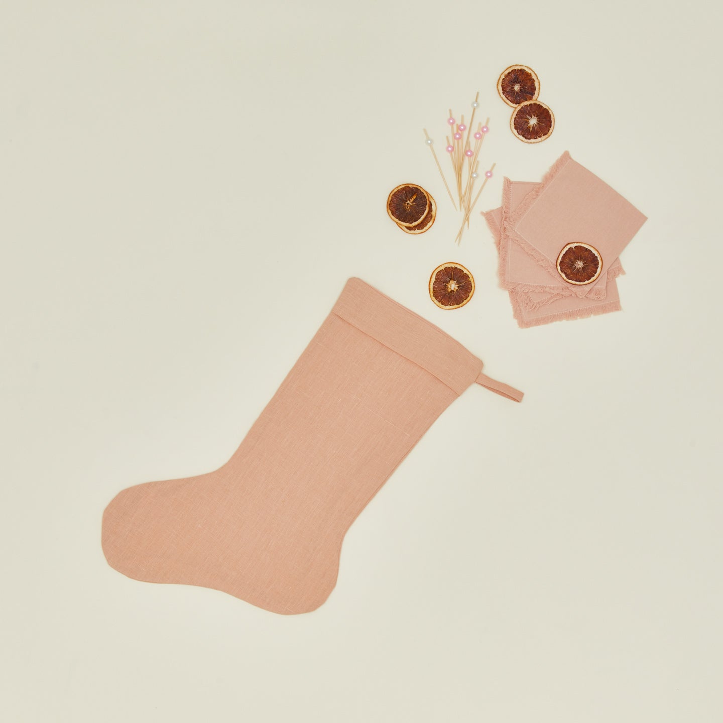 Simple Linen Stocking in blush