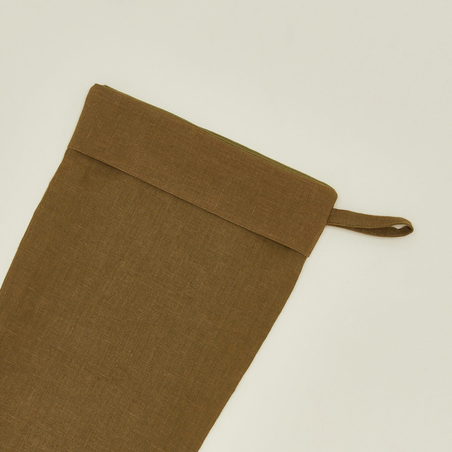 Detailed view of Simple Linen Stocking in olive