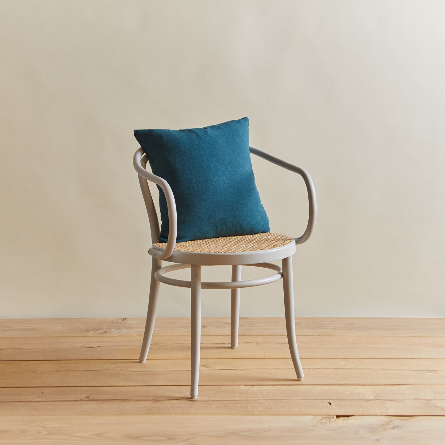 Simple linen pillow in peacock