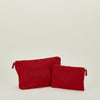 Simple Linen Zipper Pouch - Red