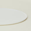 Close up view of simple porcelain serving platter in white