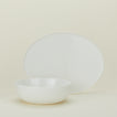 Simple Porcelain serving set with serving bowl and platter in white