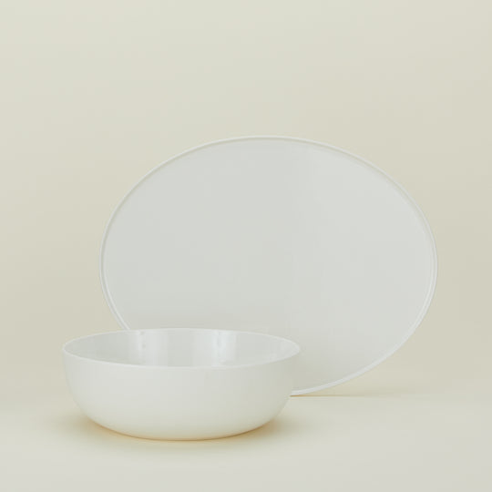 Simple Porcelain Serveware, 2 Piece Set