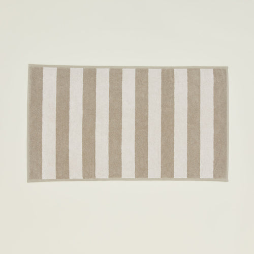 Simple Striped Terry Bath Mat in ivory and flax.