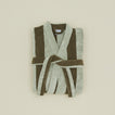 Folded Simple Striped Terry Bathrobe - Olive/Sage