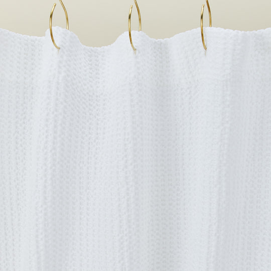 Simple Waffle Shower Curtain - White