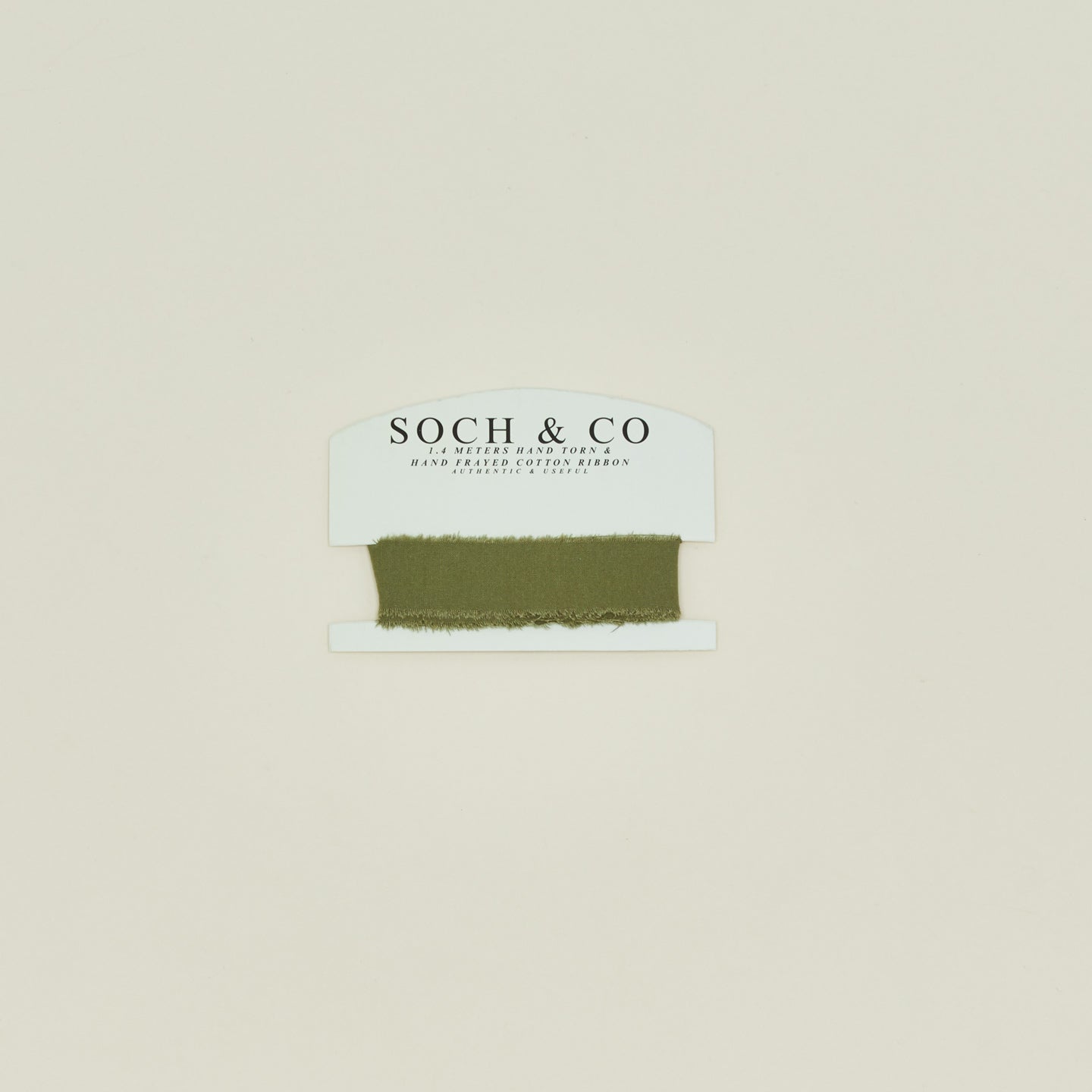 Soch & Co. frayed linen ribbon in olive