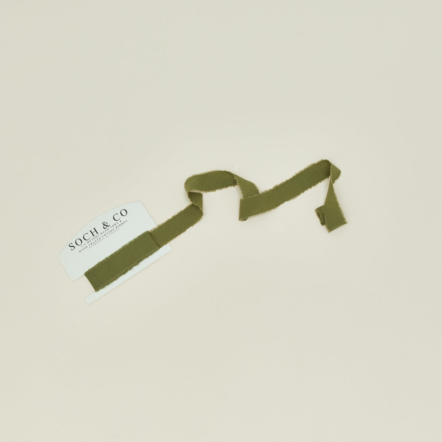 Soch & Co. frayed linen ribbon in olive