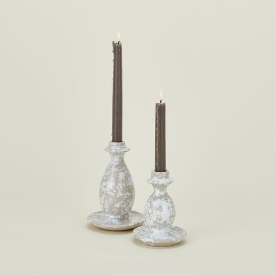 Splatter Candle Stick - Light Grey/White