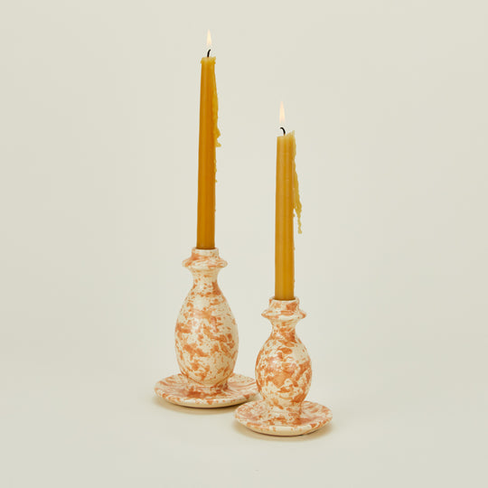 Splatter Candle Stick - Ivory/Bronze