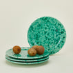 Splatterware salad plate set of 4 in sage and green with kiwis