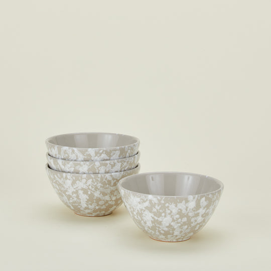 Splatter Large Bowl, Set of 4 - Light Grey/White