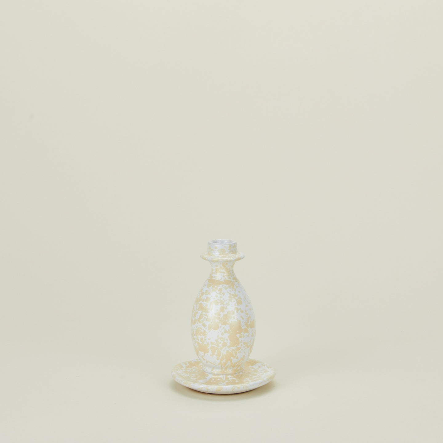 Large candlestick holder in white and ivory