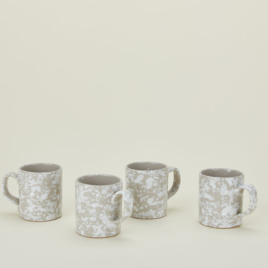 Splatter Mug, Set of 4 - Light Grey/White