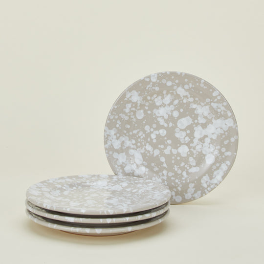 Splatter Salad Plate, Set of 4 - Light Grey/White