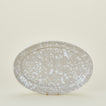 Splatterware serving platter in grey and white