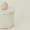 Close up view of speckled salt cellar 