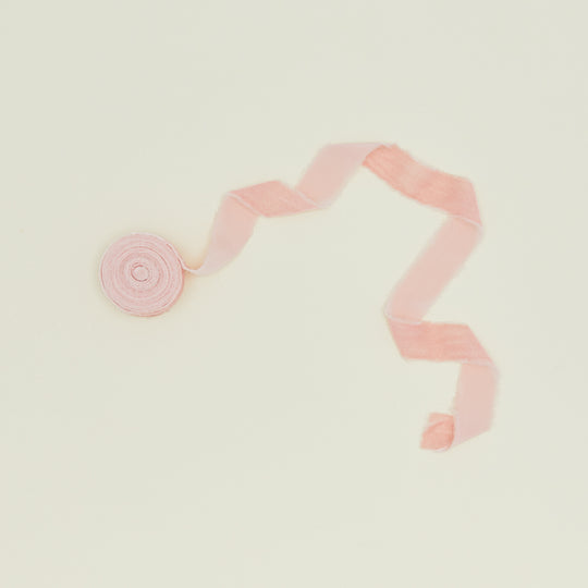 Raw Edge Velvet Ribbon - Blush