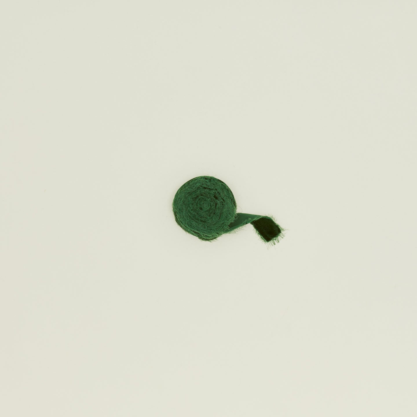 Raw edge velvet ribbon in evergreen