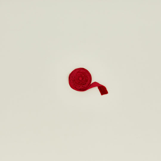 Raw Edge Velvet Ribbon - Red