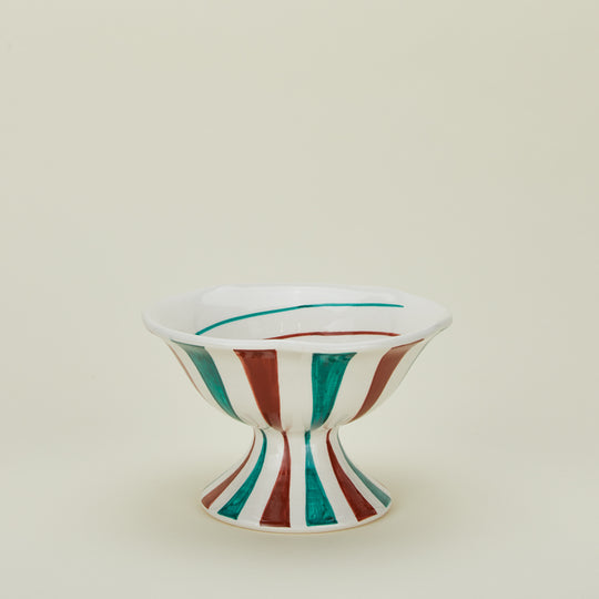 Tutti Frutti Footed Bowl - Cacao + Blue Stripes