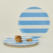 Bamboo Melamine Dinner Plate, Set of 4 - Blue Wide Stripe with fig newtons