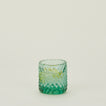 Green glass Recycled Textured Tumbler filled with water and lemon.