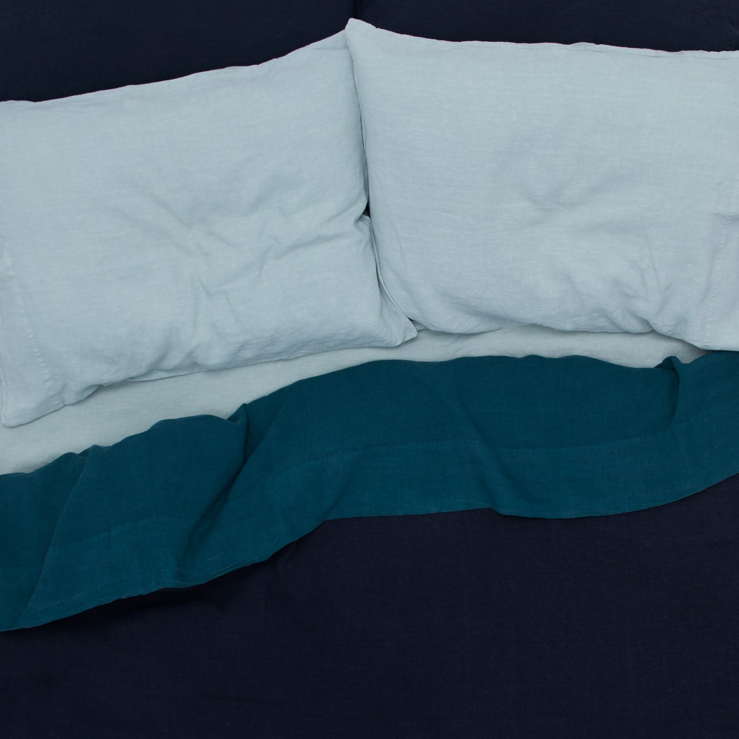 Simple Linen Pillowcases, Set of 2 - Peacock