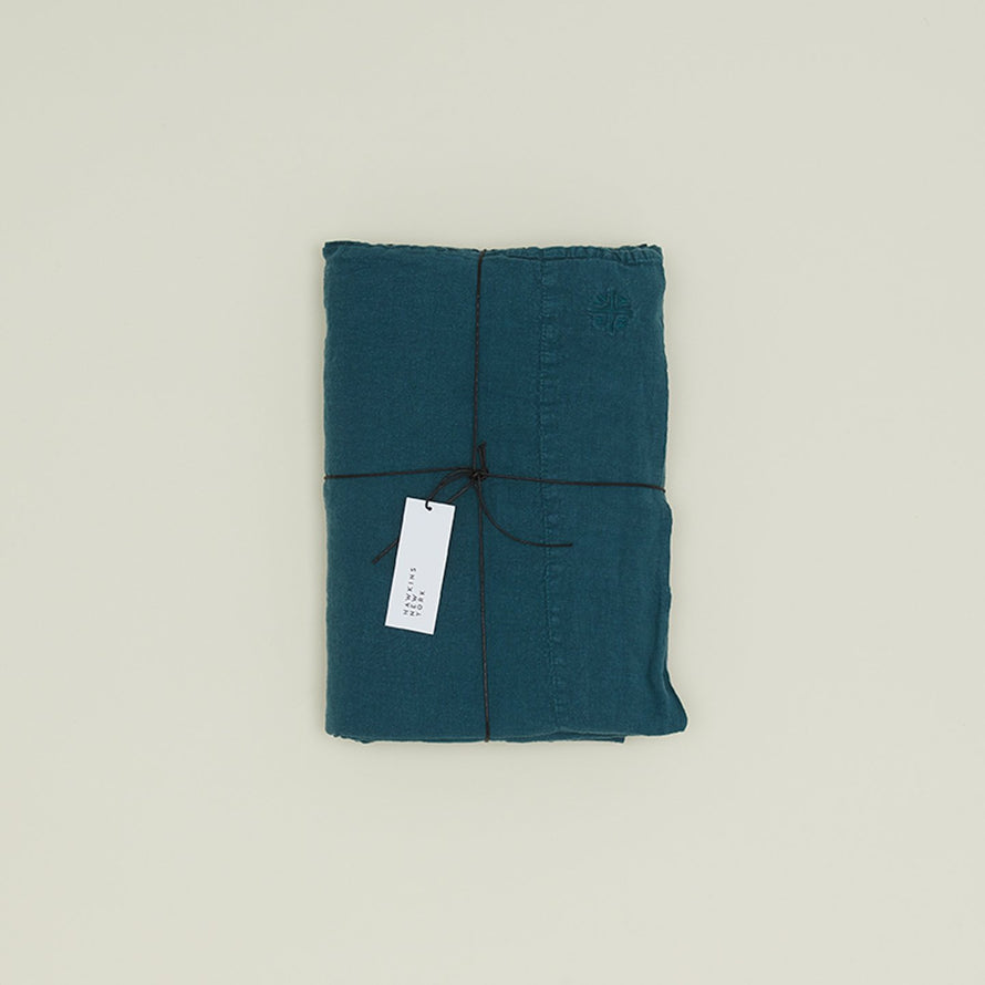 Simple Linen Flat Sheet - Peacock