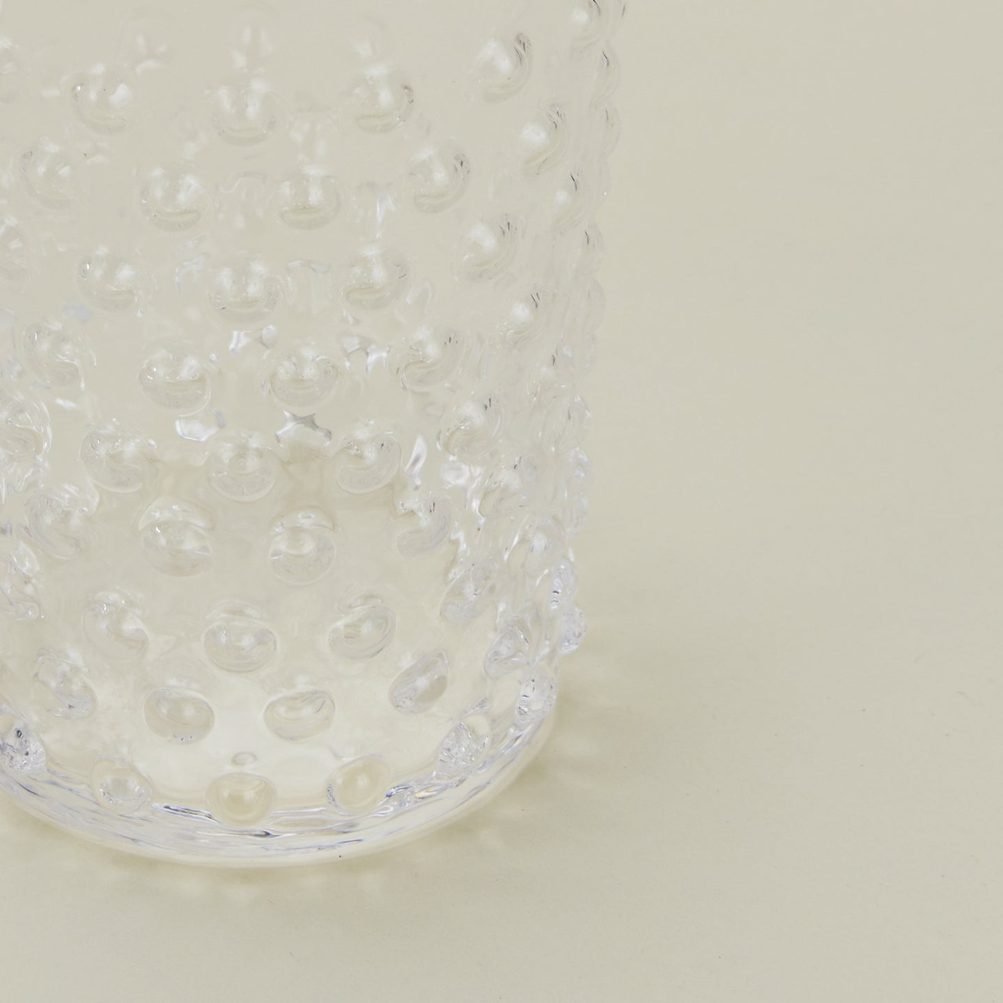 Close up of Hobnail Tumbler in Clear.