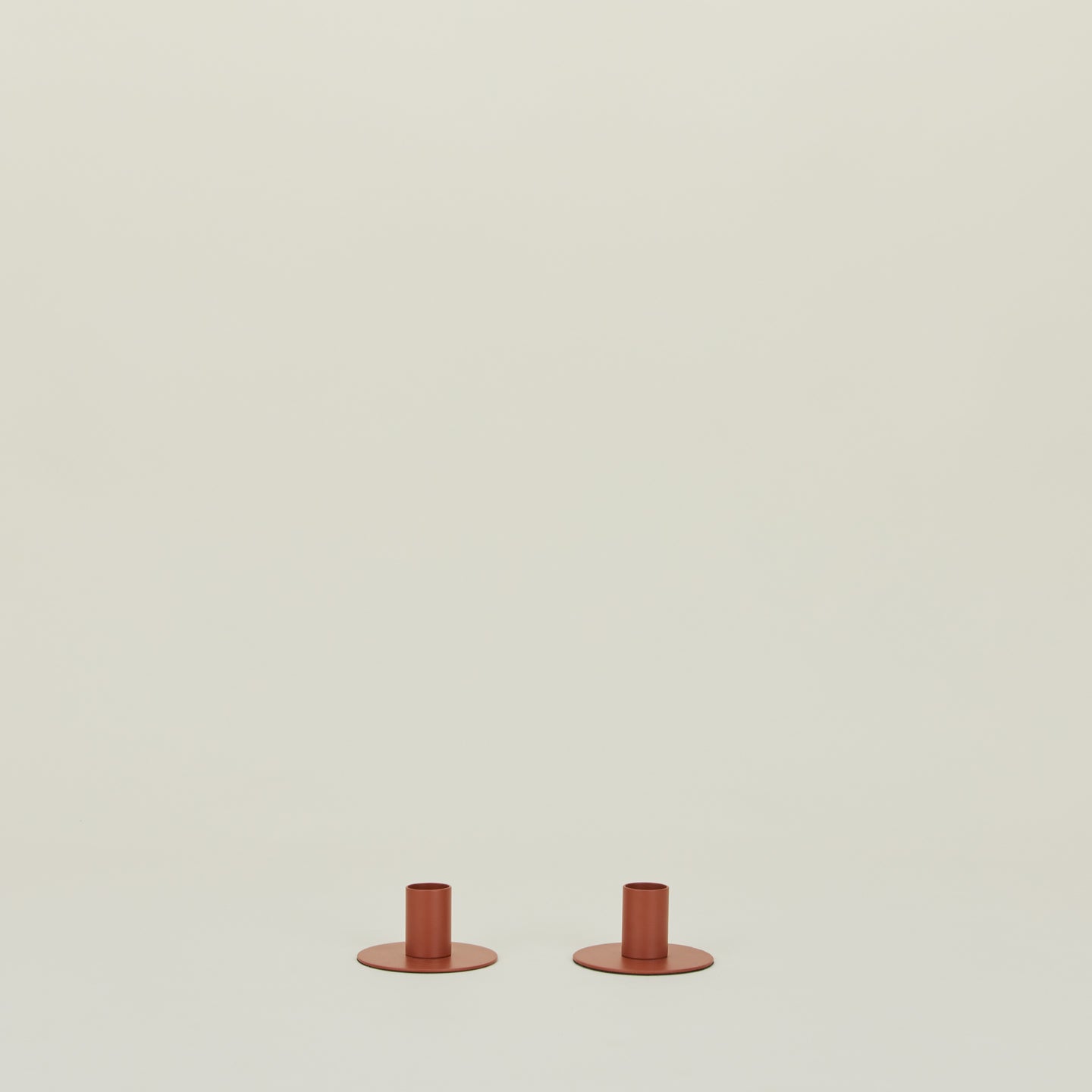Essential Metal Candle Holders, Set of 2 - Terracotta