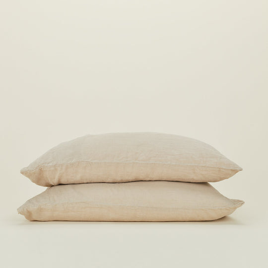 Simple Linen Pillowcases, Set of 2 - Flax
