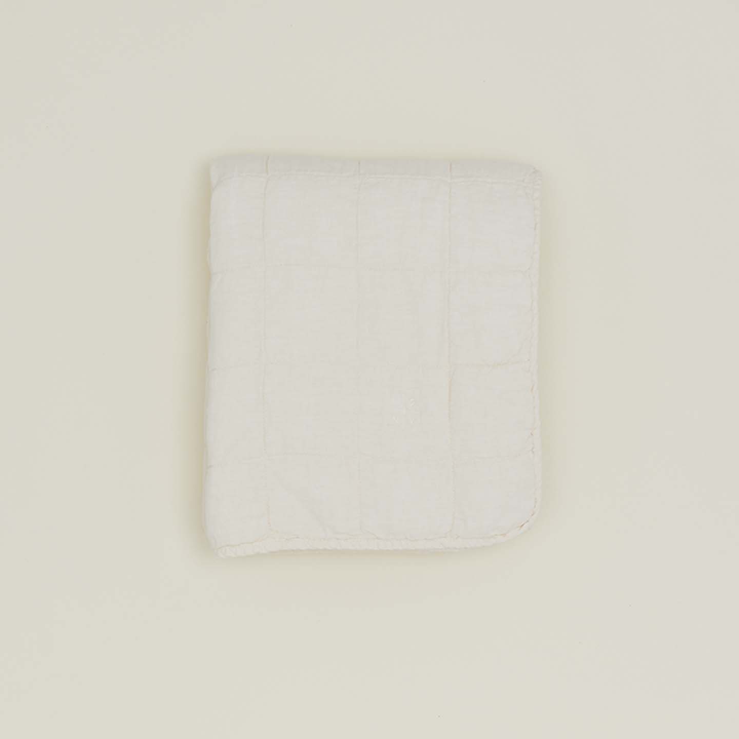 Simple Linen Quilted Throw - Ivory