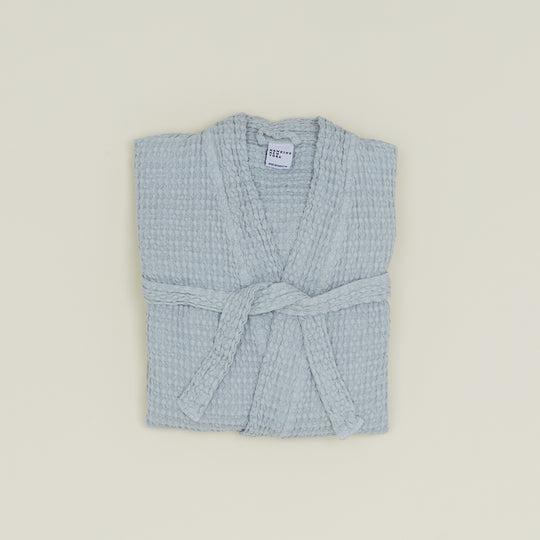 Simple Waffle Bathrobe - Sky