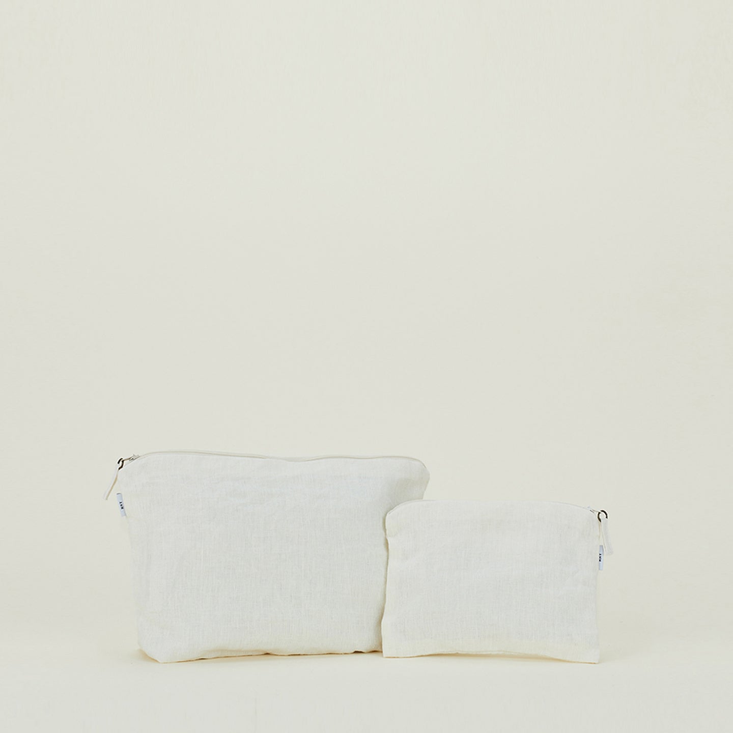 Simple Linen Zipper Pouch - Ivory