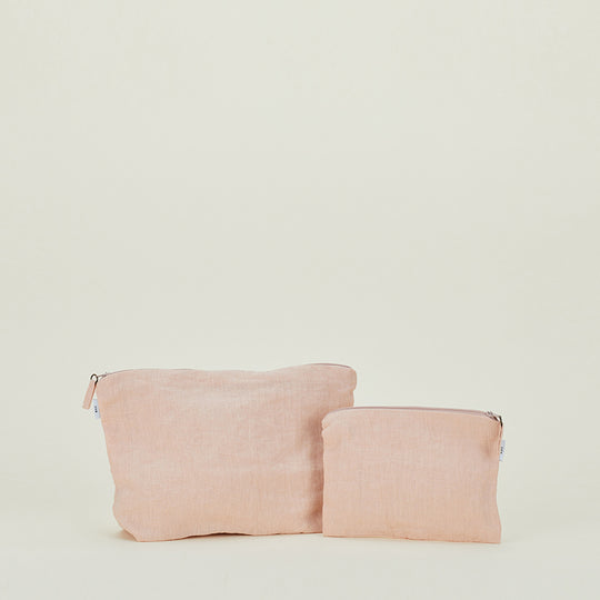Simple Linen Zipper Pouch - Blush
