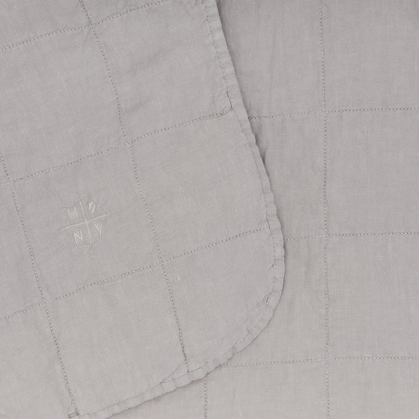 Simple Linen Quilted Throw - Light Grey