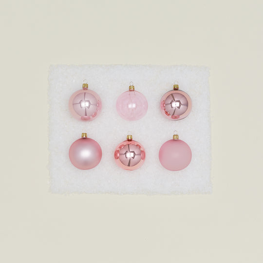 Small Glass Ornament Set - Pink